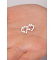 925 Ayar Gümüş Zirkon Taşlı Kalp Küpe (Gümüş)
