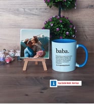 Babaya Hediye Fotoğraflı Dekoratif Taş, Kupa Bardak Beyaz Hediye (Model 4)