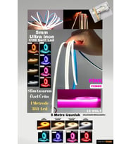 Ultra İnce 5mm. kalınlık COB Şerit Led Neon Gibi Yanar.  1 Metrede 384 led (Pembe)