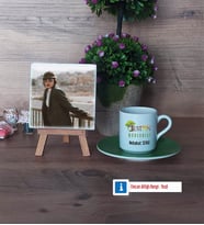 Orman Mühendisi Fotoğraflı Dekoratif Taş, Ahşap Altlıklı Türk Kahvesi Fincanı Hediye (Model 9)