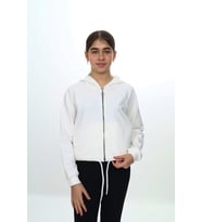 Toontoy Kız Çocuk Kapüşonlu Hırka (Ekru)