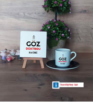 Göz Doktoru Dekoratif Taş, Türk Kahvesi Fincanı Kırmızı İsme Özel Hediye (Model 5)