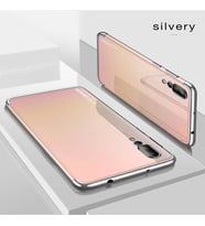 Huawei Y9 Prime 2019 Kılıf İnce Köşeleri Renkli Şeffaf Silikon (Gri)