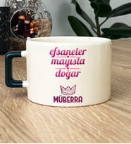 Kişiye Özel Boğa İkizler Burcu Hediye Lüks Fincan Doğum Günü Hediyesi (Koyu Yeşil)