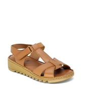 Trendyshose D22-003 Deri Anatomic Kadın Sandalet (Taba)