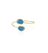 Kadir Jewellery 22 Ayar Altın Kaplama Zirkon Taşlı Ayarlanabilir Trend Bilezik (Koyu Mavi)