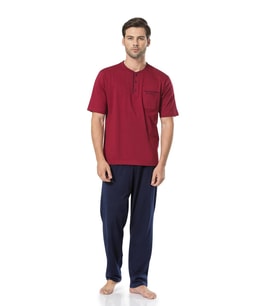 Pierre Cardin Erkek Kısa Kollu Penye Pijama (Bordo)