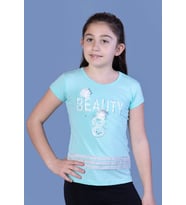 Toontoy Kız Çocuk Beauty Baskılı Tişört (Mint Yeşili)