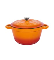 Lava Döküm Yuvarlak Tencere Döküm Demir Kapak New Heritage Serisi Çap(Ø)24cm. (Turuncu)