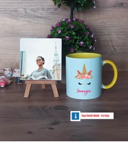 Unicorn Fotoğraflı Dekoratif Taş, Kupa Bardak Beyaz Hediye (Model 7)