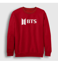 Presmono Unisex Beyaz Logo Bts Sweatshirt 22398tt (Kırmızı)
