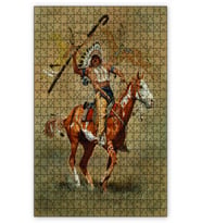 Cakapuzzle Kızılderili At Yağlıboya Puzzle Yapboz MDF (Ahşap) (1000 Parça)