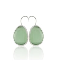 Kadir Jewellery Gümüş Kaplama Fosil Taşlı Küpe -El İşçiliği Ve Hipoalerjenik Küpe (Açık Yeşil)