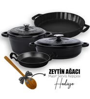 Lava Döküm 4X New Heritage Serisi Döküm Demir Tencere Tava Seti (Siyah)