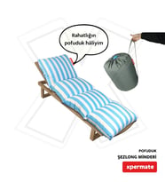 XPERMATE Pofuduk Şezlong Minderi Çantalı 60x180x12Cm Su İtici,Katlanır,UV Güneş Dayanımı, Fermuar (Mavi - Beyaz) (MAVI-BEYAZ)