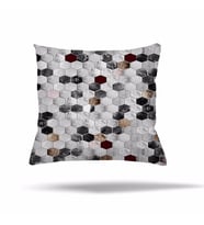 Patchwork Çiçek Desen Etnik Gizli Fermuarlı Yastık Kılıfı Kırlent Kılıfı Koltuk Yastık Kılıfı  (Gri)
