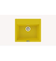 POLEX Cristalüx Granit Eviye P-08 Tezgah Altı Ve Tezgah Üstü Kare Mutfak Evyesi 55,5x50cm (Sarı)
