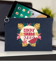 BK Gİft Yaz Temalı-8 Tablet Çantası 30x21cm(12 Renk Seçeneği), Ipad Çantası, Baskılı Tablet Kılıfı (Lacivert)