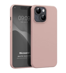 Microsonic Matte Silicone Apple iPhone 15 Plus Kılıf Siyah (Rose)