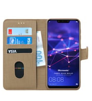 Microsonic Huawei Mate 20 Lite Kılıf Fabric Book Wallet (Gold)