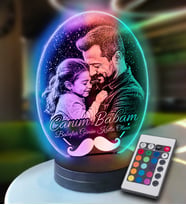 Babaya Özel Oval 3d Modelli Gece Lambası (Karışık)