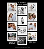 12 Adet 10x10 Çerçeve - Mdf Çerçeve - Mini Kare Fotoğraf Çerçevesi (Beyaz)