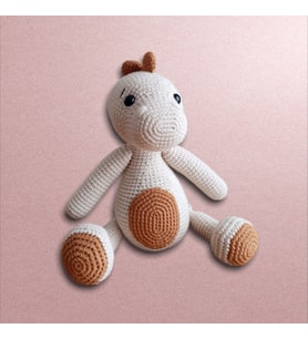 Dino Amigurumi El Örgüsü Organik Oyuncak Uyku Arkadaşı (Kahverengi - Bej)