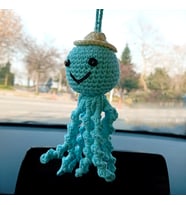 Amigurumi Sevimli Ahtapot El Emeği Araba Süsü Dikiz Aynası (Turkuaz)
