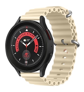 Samsung Galaxy Watch 6 – Classic 40-43-44-47mm Uyumlu 20mm Seaflex Ocean Silikon Kordon (Bej)