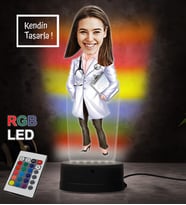 Kendin Tasarla Doğum Günü Hediyesi,Sevgiliye Hediye, Kişiye Özel Fotoğraflı Kadın Doktor Karikatür 3D Led Lamba (RGB)