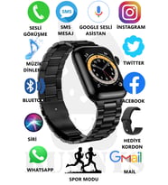 Apple Uyumlu Watch 8 Pro Metal Kordonlu Akıllı Saat 45mm Nfc Özellikli Bt Çağrı Destekli (Siyah)