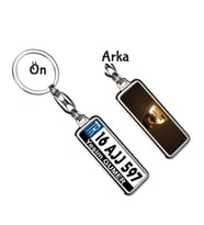Kişiye Özel Dacia Altın Parlama Logo Tema Plaka Anahtarlık (Gümüş)