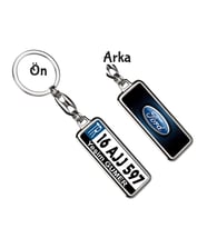 Kişiye Özel Plaka Metal Anahtarlık   Ford Metalik Logo (Gümüş)