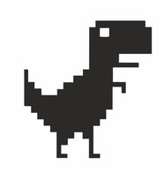 Piksel Dinozor Sticker siyah 15x16 CM (Siyah-Siyah)