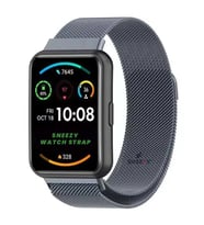 Huawei Watch Fit 2 Metal Hasır Kordon Woven Wire Metal Tasarım Kordon (Koyu Gri)