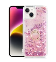 Apple iPhone 14 Kılıf Zore Milce Simli Pullu Yüzüklü Kılıf (Pembe)
