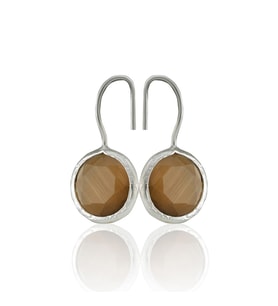 Kadir Jewellery Gümüş Kaplama Kadın Taşlı Küpe -El İşçiliği Ve Hipoalerjenik Küpe (Kahverengi)