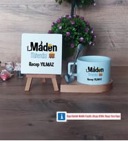 Maden Mühendisi Dekoratif Taş, Kupa Bardak Kırmızı Hediye (Model 7)