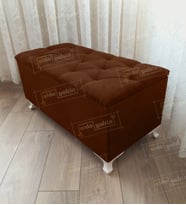 Lüks Sandıklı Kapitone Puf Bench Ayakucu Koltuk (Kahverengi)