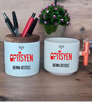Optisyen Hediye Sepeti Kupa Bardak T Kulplu, Kalemlik Hediyeleri Tıp Bayramı Hediyesi (Model 7)