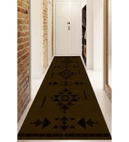 Dijital Baskılı Kaymaz Taban Yıkanabilir Modern Yolluk Ve Koridor Halısı NDU-SD-1058 (Kahverengi)