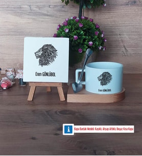 Aslan Dekoratif Taş, Kupa Bardak Kırmızı Hediye (Model 7)