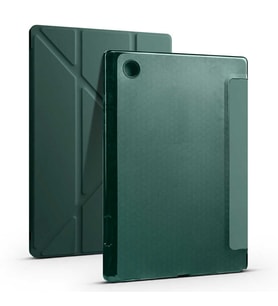 Samsung Galaxy Tab A8 10.5 SM-X200 (2021) Kılıf Tri Folding Kalem Bölmeli Standlı Yumuşak Silikon Kılıf (Koyu Yeşil)