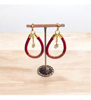 Handcraftedbyoz, Kadın, Etnik, Bohem, El yapımı, Yeni Yıl Koleksiyonu, Özel Tasarım Küpeler (Kırmızı)