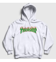 Presmono Unisex Beyaz Logo V4 Thrasher Kapüşonlu Sweatshirt 278963tt (Beyaz)
