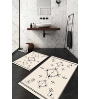 Dijital Baskılı Kaymaz Taban Yıkanabilir 2'li Klozet Takımı Banyo Paspası NDKZ-HT-425 (Krem)