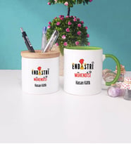 Endüstri Mühendisi Kupa Bardak Lacivert ve Kalemlik (Model 7)