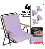 XPERMATE 4'lü Arkalıklı Sandalye Minderi Fermuarlı 40x40 Sırtlıklı Sandalye Minderi Bağcıklı (Lila)