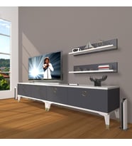 Decoraktiv Eko 200T Mdf Gold Tv Ünitesi Tv Sehpası (Beyaz - Antrasit)