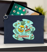 BK Gİft Yaz Temalı-1 Tablet Çantası 30x21cm(12 Renk Seçeneği), Ipad Çantası, Baskılı Tablet Kılıfı (Lacivert)